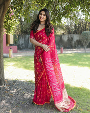 Pure Bandhej Silk Saree