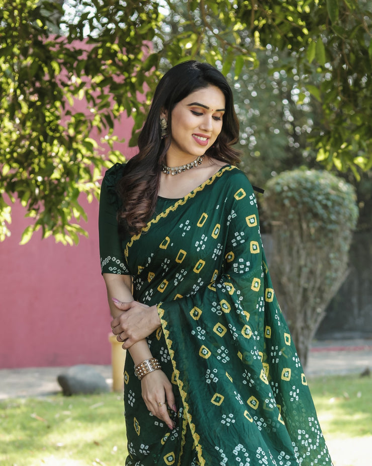 Pure Bandhej Silk Saree