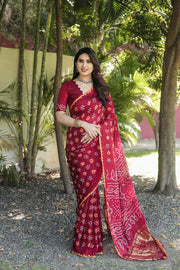 Pure Bandhej Silk Saree