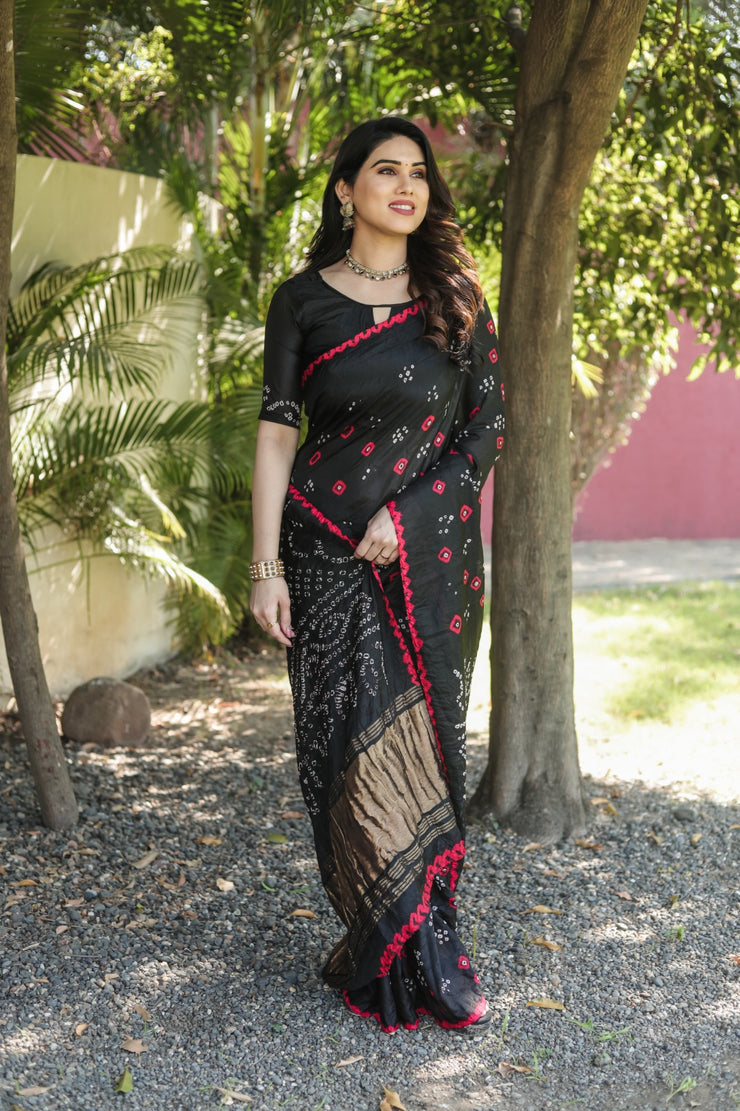 Pure Bandhej Silk Saree