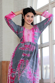 Blue Hand Block Printed Long One Piece Dress