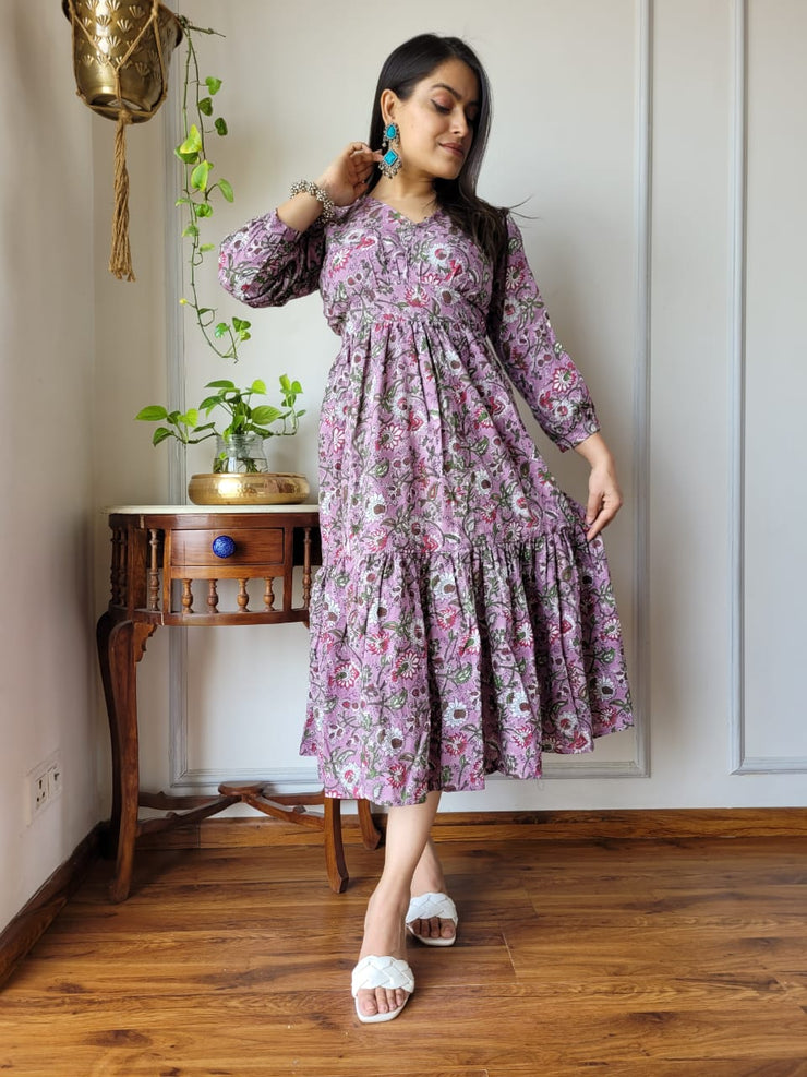 Bagru Hand block Printed One Piece Long Dress