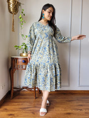 Bagru Hand block Printed One Piece Long Dress