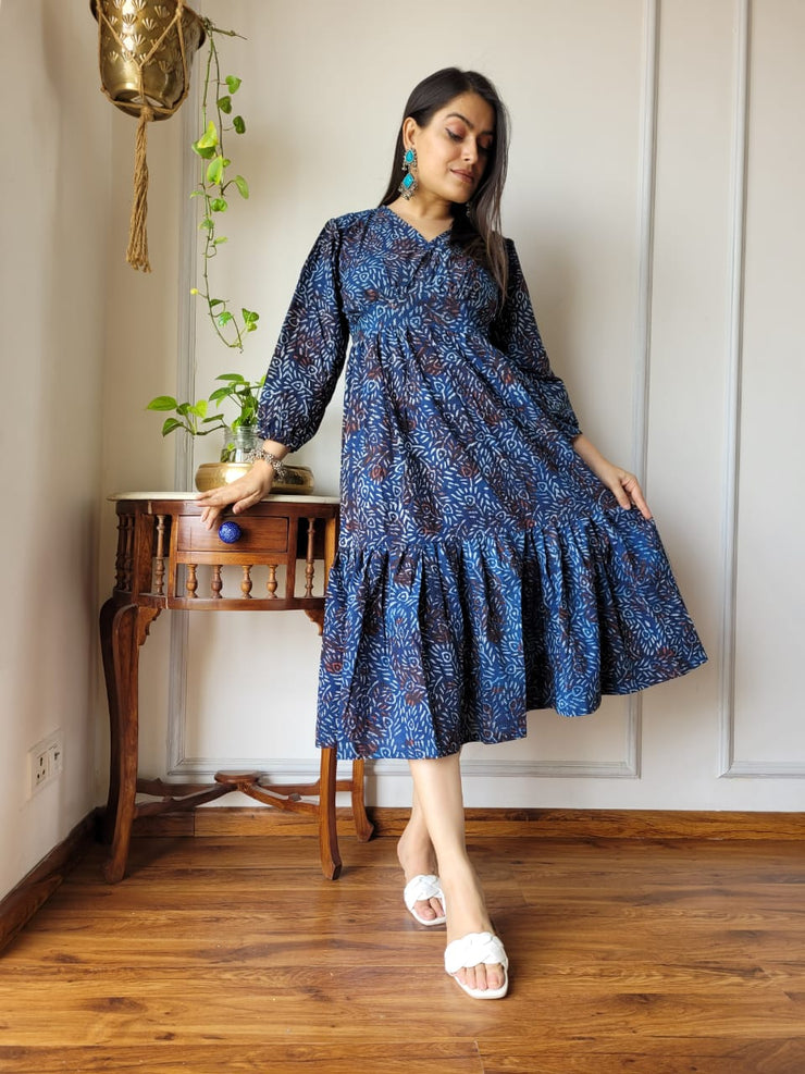 Bagru Hand block Printed One Piece Long Dress