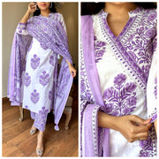 Angrakha Pattern Hand block printed Cotton Suit