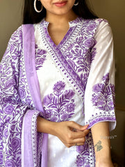 Angrakha Pattern Hand block printed Cotton Suit