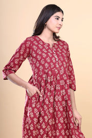 Hand Block Printed Cotton Full Length Kurtis