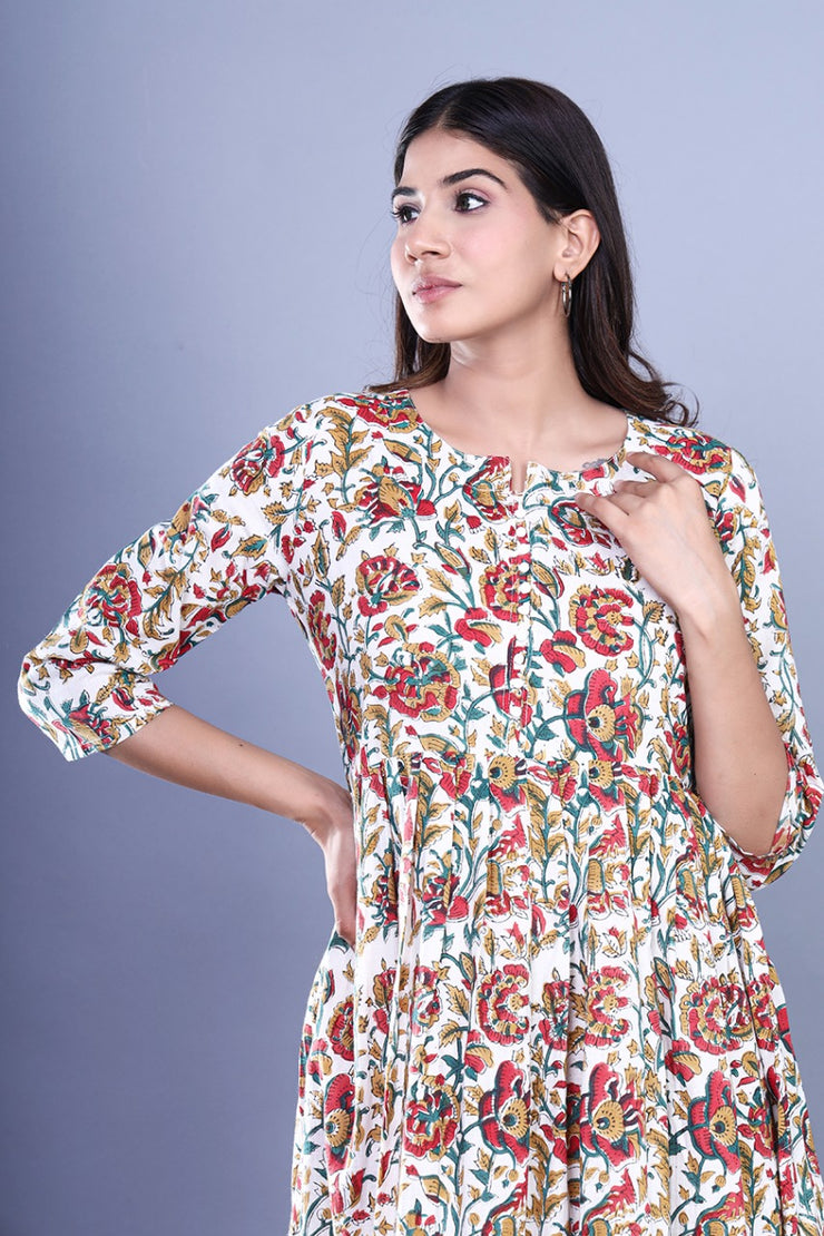 Hand Block Printed Cotton Full Length Kurtis