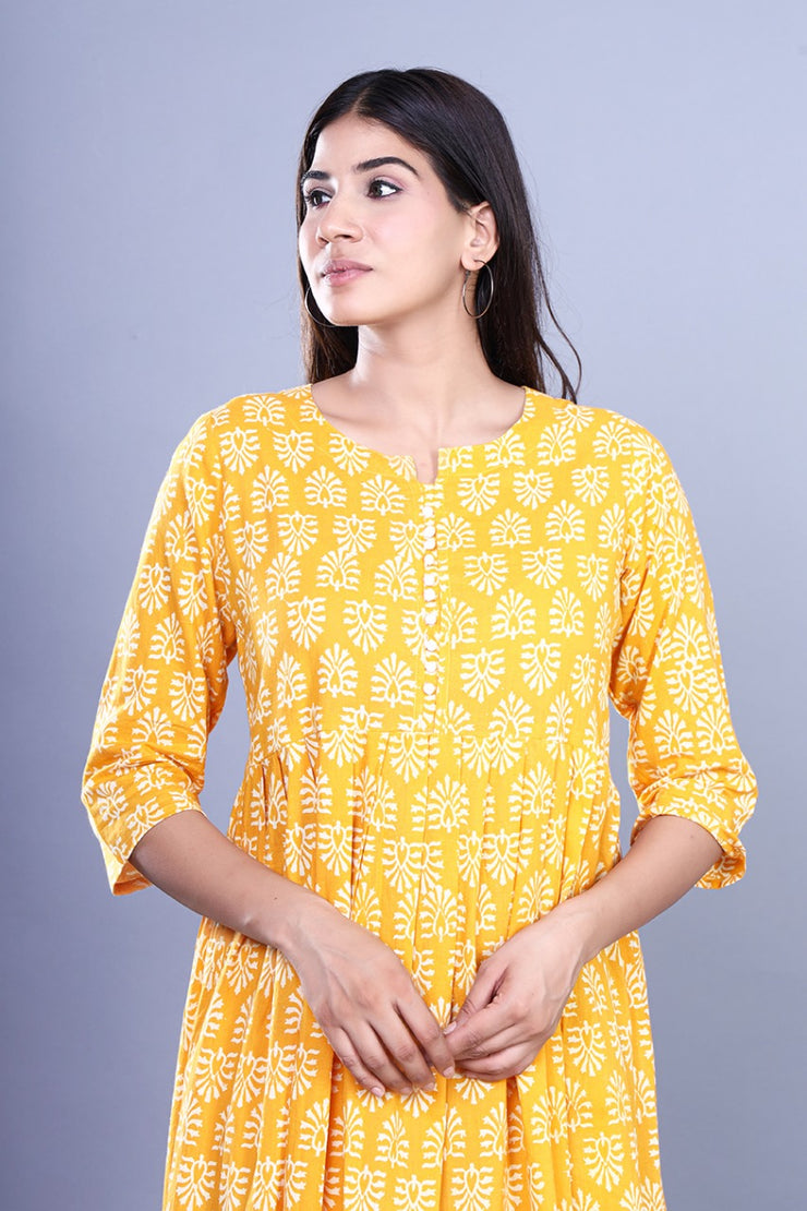 Hand Block Printed Cotton Full Length Kurtis