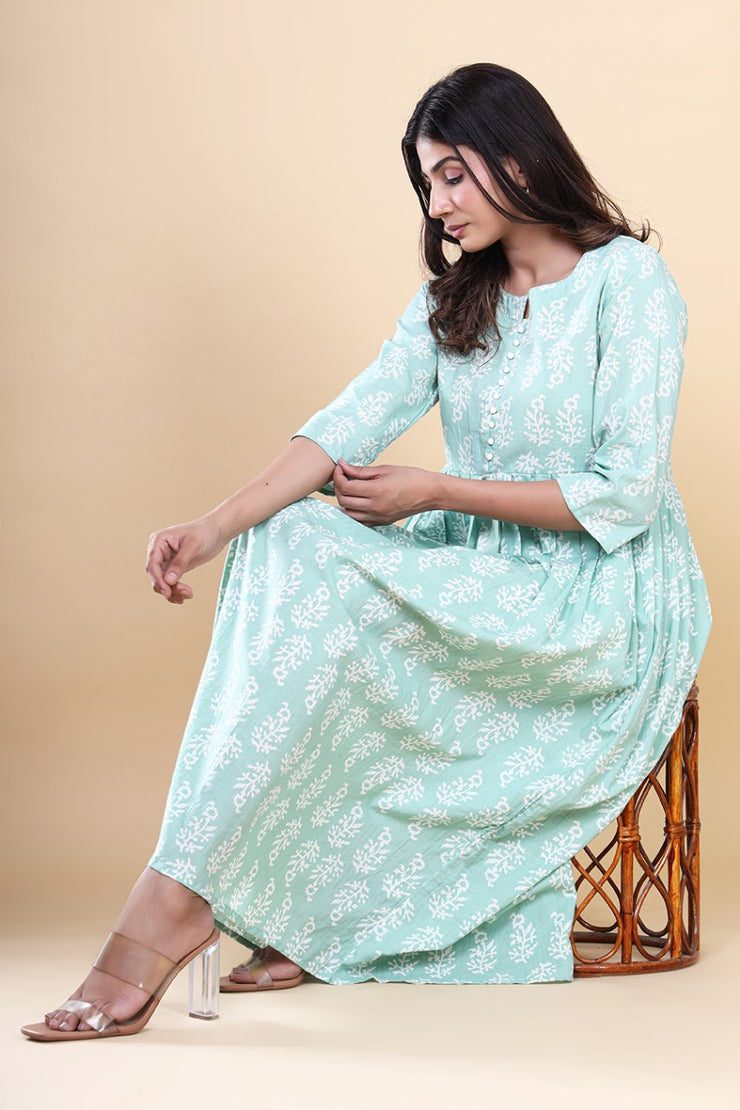 Hand Block Printed Cotton Full Length Kurtis