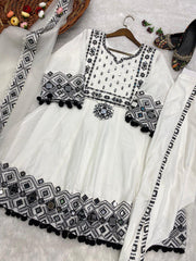 DESIGNER TOP EMBROIDERY REAL MIRROR WORK WITH DUPATTA AND DHOTI