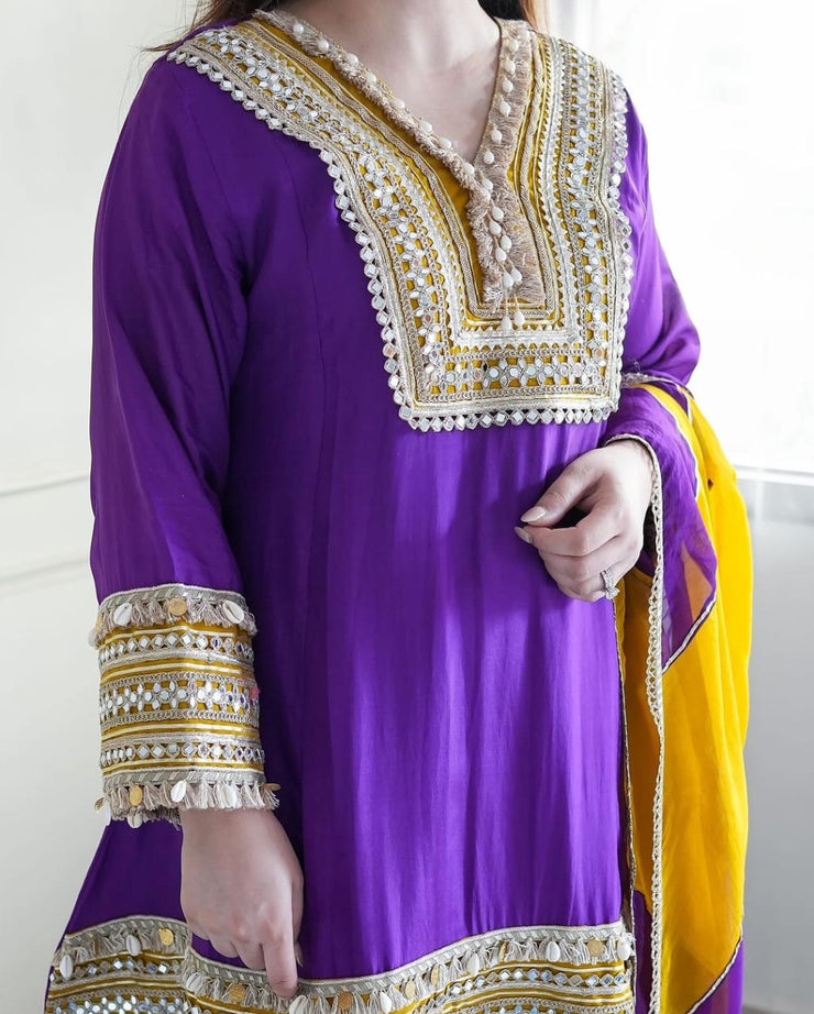 Beautiful Purple Anarkali Suit Set with embroidery work