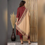 Heavypure Mehroon Straight Nayra Cut Suit Set